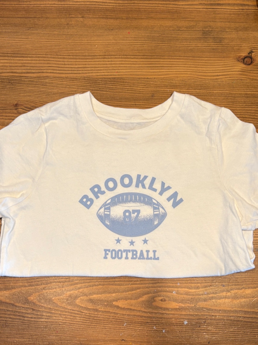 Aeropostale White Tee with Light Blue Brooklyn Graphic
